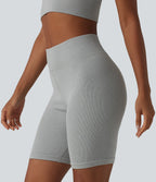 OneForm Seamless Flow High Waisted Casual Biker Shorts — Fog Gray — view 3