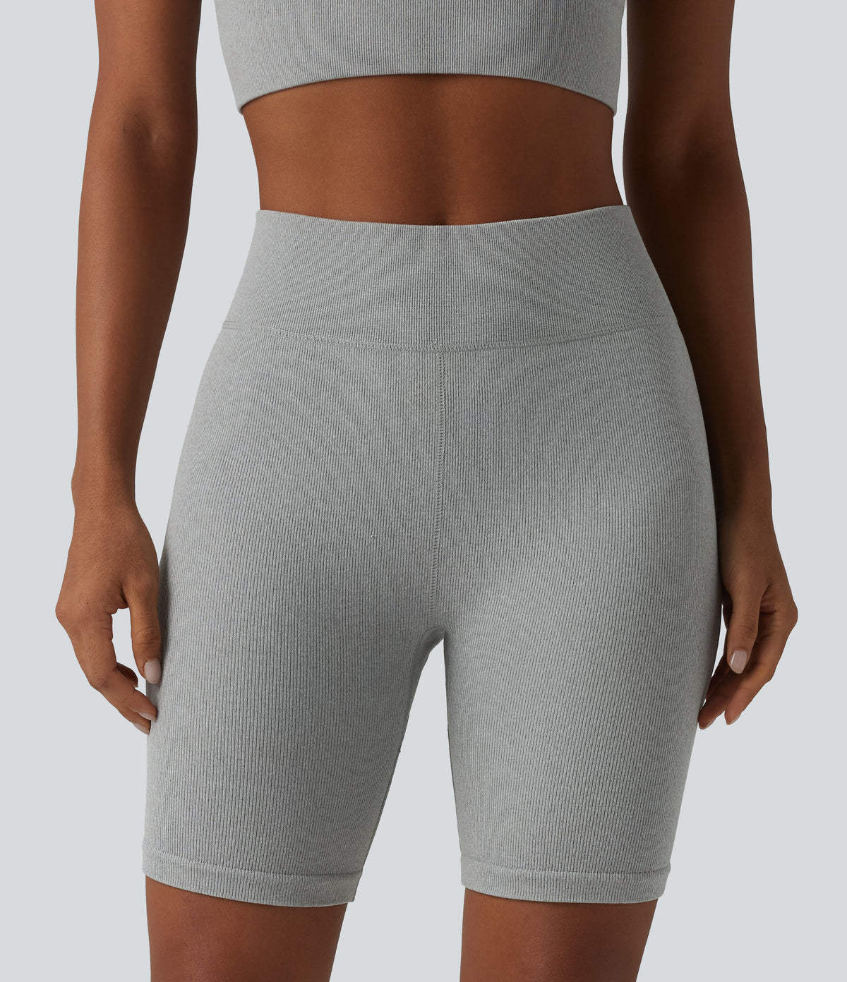 OneForm Seamless Flow High Waisted Casual Biker Shorts — Fog Gray — view 1