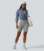 OneForm Seamless Flow High Waisted Casual Biker Shorts — Fog Gray — view 7