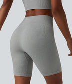 OneForm Seamless Flow High Waisted Casual Biker Shorts — Fog Gray — view 5