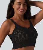 Open Knit Cropped Jumper Tank Top — Black — view 6