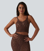 Open Knit Cropped Jumper Tank Top — Bitter Chocolate — view 3