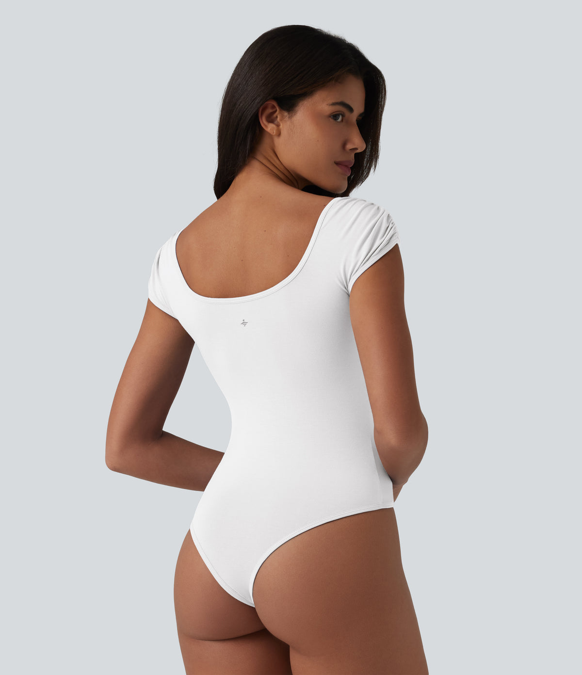 Short Sleeve Casual Bodysuit — White — view 3