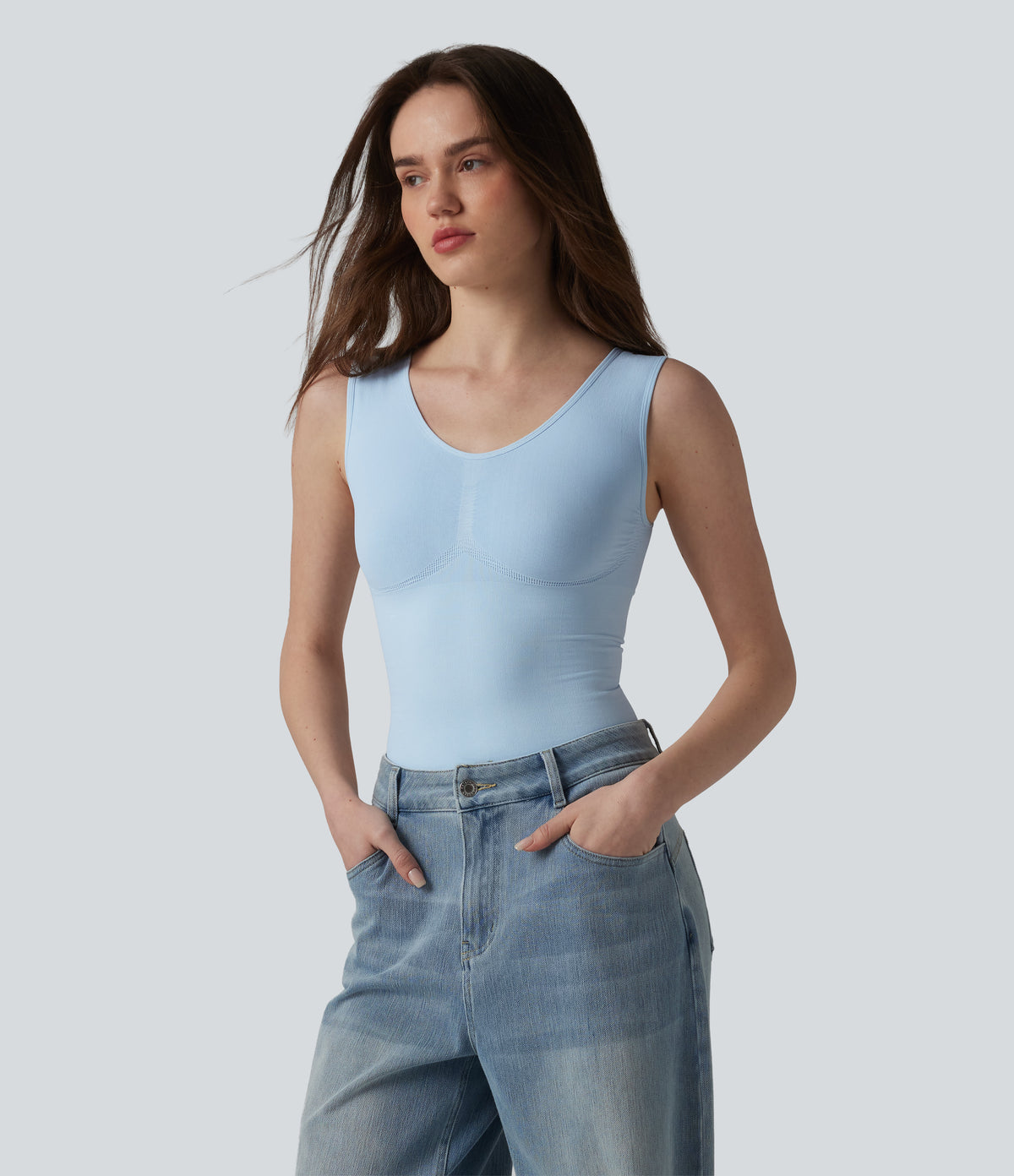 OneForm Seamless Flow Shapewear Casual Tank Top — Corydalis Blue — view 1
