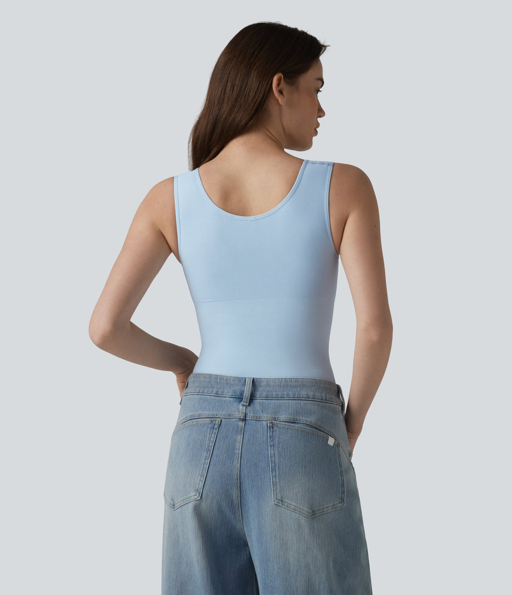 OneForm Seamless Flow Shapewear Casual Tank Top — Corydalis Blue — view 3