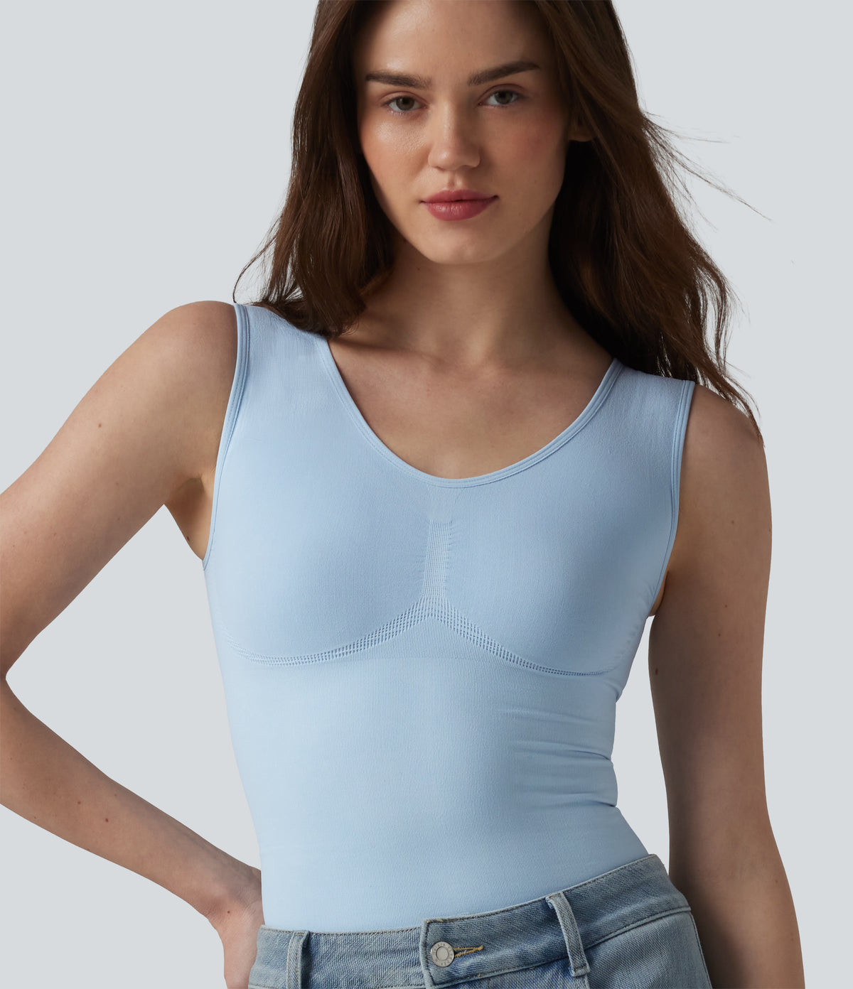 OneForm Seamless Flow Shapewear Casual Tank Top — Corydalis Blue — view 5