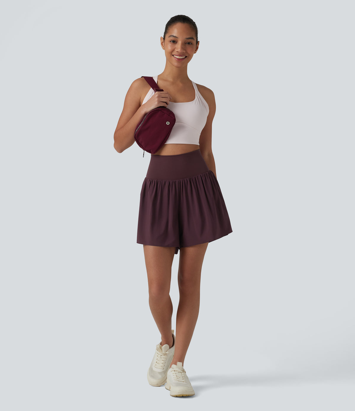 High Waisted 2-in-1 Running Shorts 5'' with Pockets — Fig — view 6