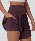 High Waisted 2-in-1 Running Shorts 5'' with Pockets — Fig — view 5