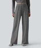 High Waisted Stripes Baggy Lounge Trousers — Black & White Stripes — view 6
