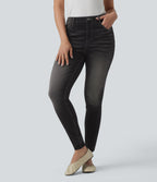 High Waisted Slim Casual Jeans with Pockets — Phantom Denim — view 6