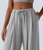 Mid Rise Drawstring Casual Balloon Joggers with Pockets — Ghost Gray — view 4