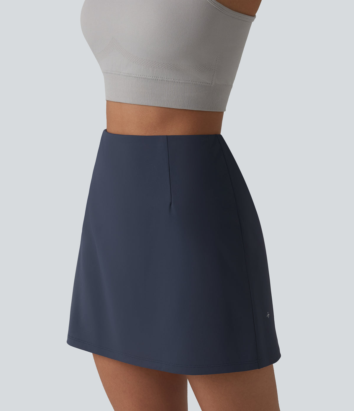 High Waisted Tummy Control 2-in-1 Mini Workout Skirt with Pockets — Always in a Mood - Dark Blue — view 5