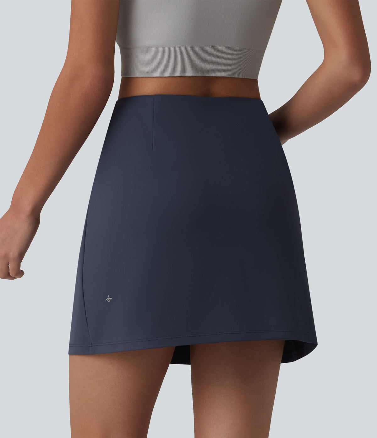 High Waisted Tummy Control 2-in-1 Mini Workout Skirt with Pockets — Always in a Mood - Dark Blue — view 2