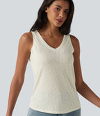 V Neck Casual Tank Top — Icicle — view 1