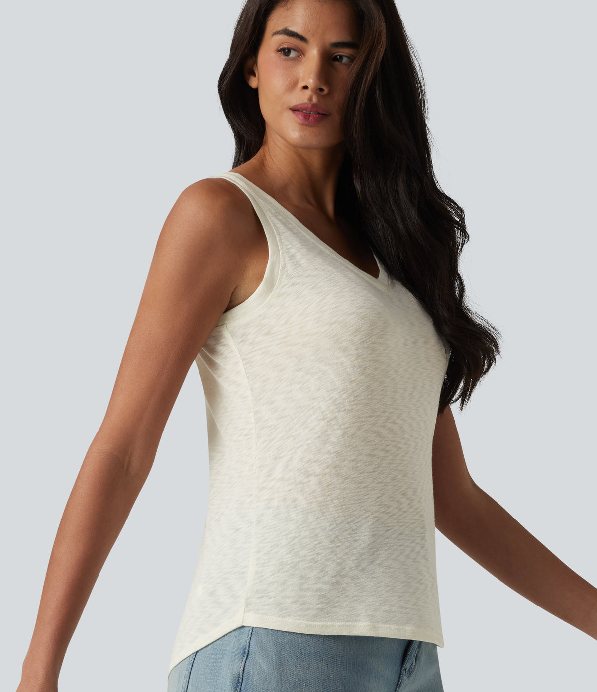 V Neck Casual Tank Top — Icicle — view 5