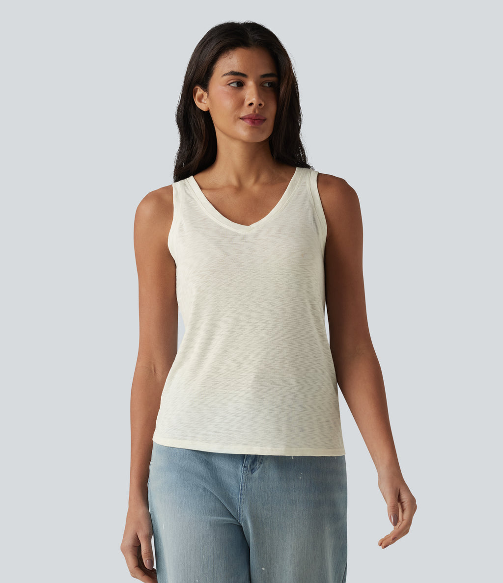 V Neck Casual Tank Top — Icicle — view 4