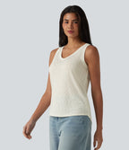 V Neck Casual Tank Top — Icicle — view 3