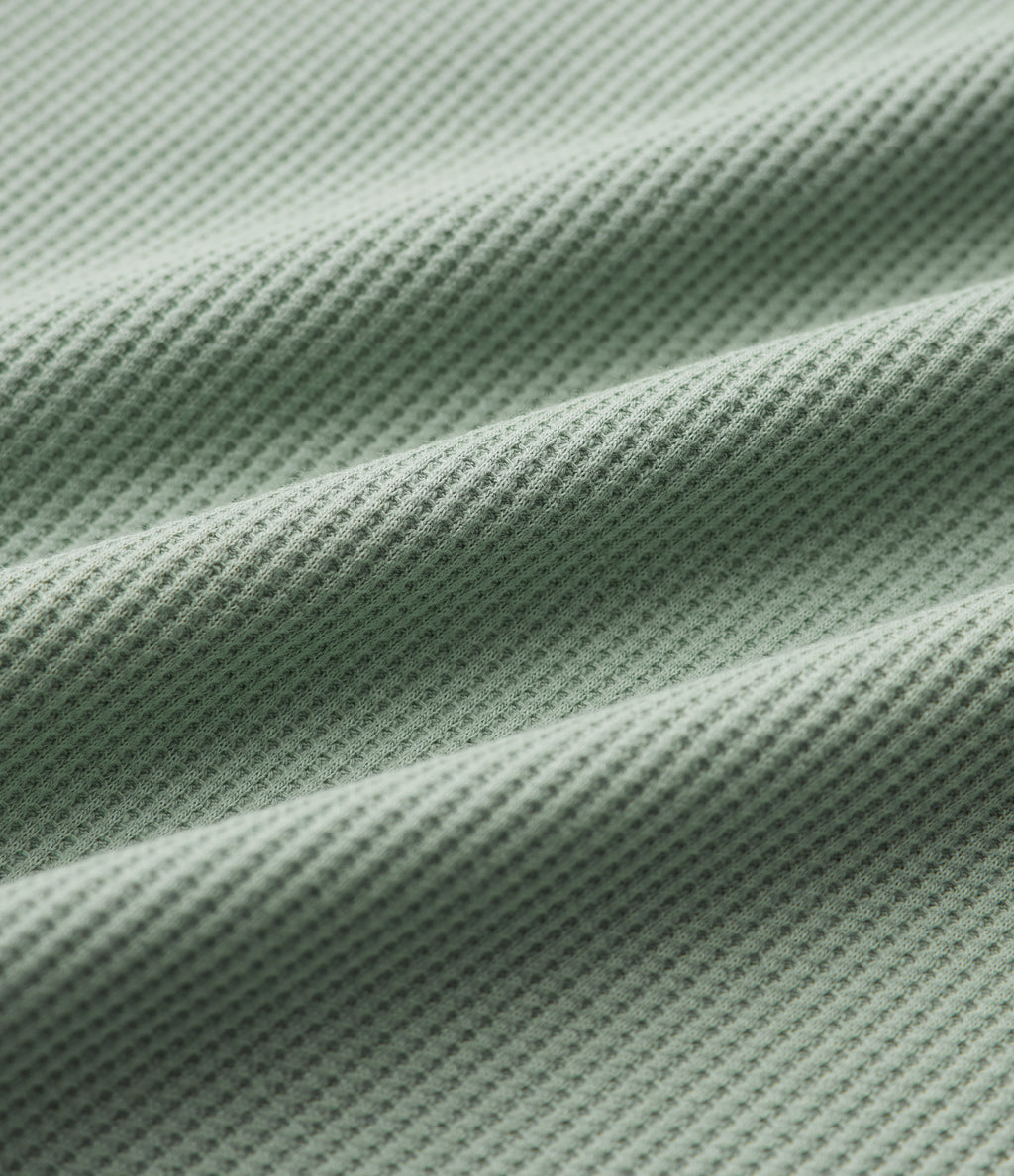 Notched Sleeveless Drawstring Waffle Mini Dress with Pockets — Chinois Green — view 6