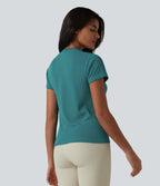 OneForm Seamless Flow Round Neck Short Sleeve Breathable Mesh Workout Sports Top — Bayou — view 2