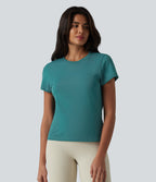 OneForm Seamless Flow Round Neck Short Sleeve Breathable Mesh Workout Sports Top — Bayou — view 3