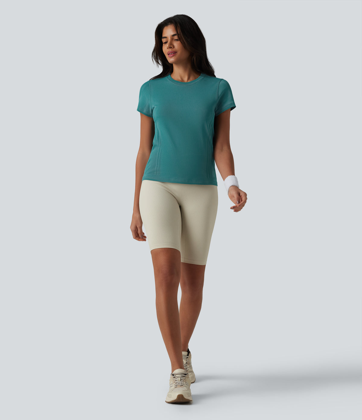 OneForm Seamless Flow Round Neck Short Sleeve Breathable Mesh Workout Sports Top — Bayou — view 5