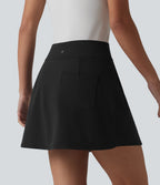 High Waisted 2-in-1 Mini Golf Skirt with Pockets-Golf Tee — Black — view 2