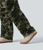 Mid Rise Drawstring Camo Casual Cargo Baggy Pants with Pockets — Born to be Wild - Green Camo — view 5