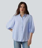3/4 Puff Sleeve Casual Shirt — Ballad Blue — view 6