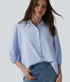 3/4 Puff Sleeve Casual Shirt — Ballad Blue — view 1
