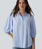 3/4 Puff Sleeve Casual Shirt — Ballad Blue — view 5