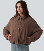 Long Sleeve Casual Padded Jacket with Pockets — Acorn — view 4