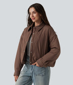 Long Sleeve Casual Padded Jacket with Pockets — Acorn — view 3