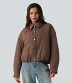 Long Sleeve Casual Padded Jacket with Pockets — Acorn — view 7