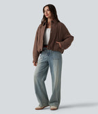 Long Sleeve Casual Padded Jacket with Pockets — Acorn — view 8