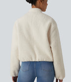 Zip Fly Casual Sherpa Jacket with Pockets — Turtledove — view 6