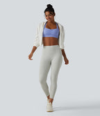 Low Support Built-in Bra Ruched Yoga Sports Bra — Azure Haze — view 6