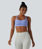 Low Support Built-in Bra Ruched Yoga Sports Bra — Azure Haze — view 2