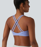 Low Support Built-in Bra Ruched Yoga Sports Bra — Azure Haze — view 1