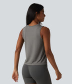 OneForm Seamless Flow Round Neck Running Tank Top — Grey — view 2