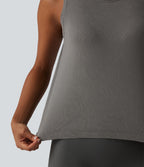 OneForm Seamless Flow Round Neck Running Tank Top — Grey — view 5