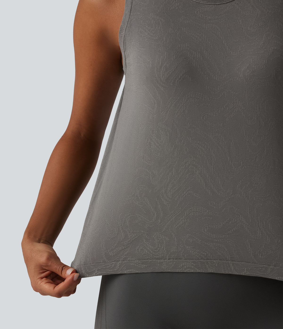 OneForm Seamless Flow Round Neck Running Tank Top — Grey — view 5