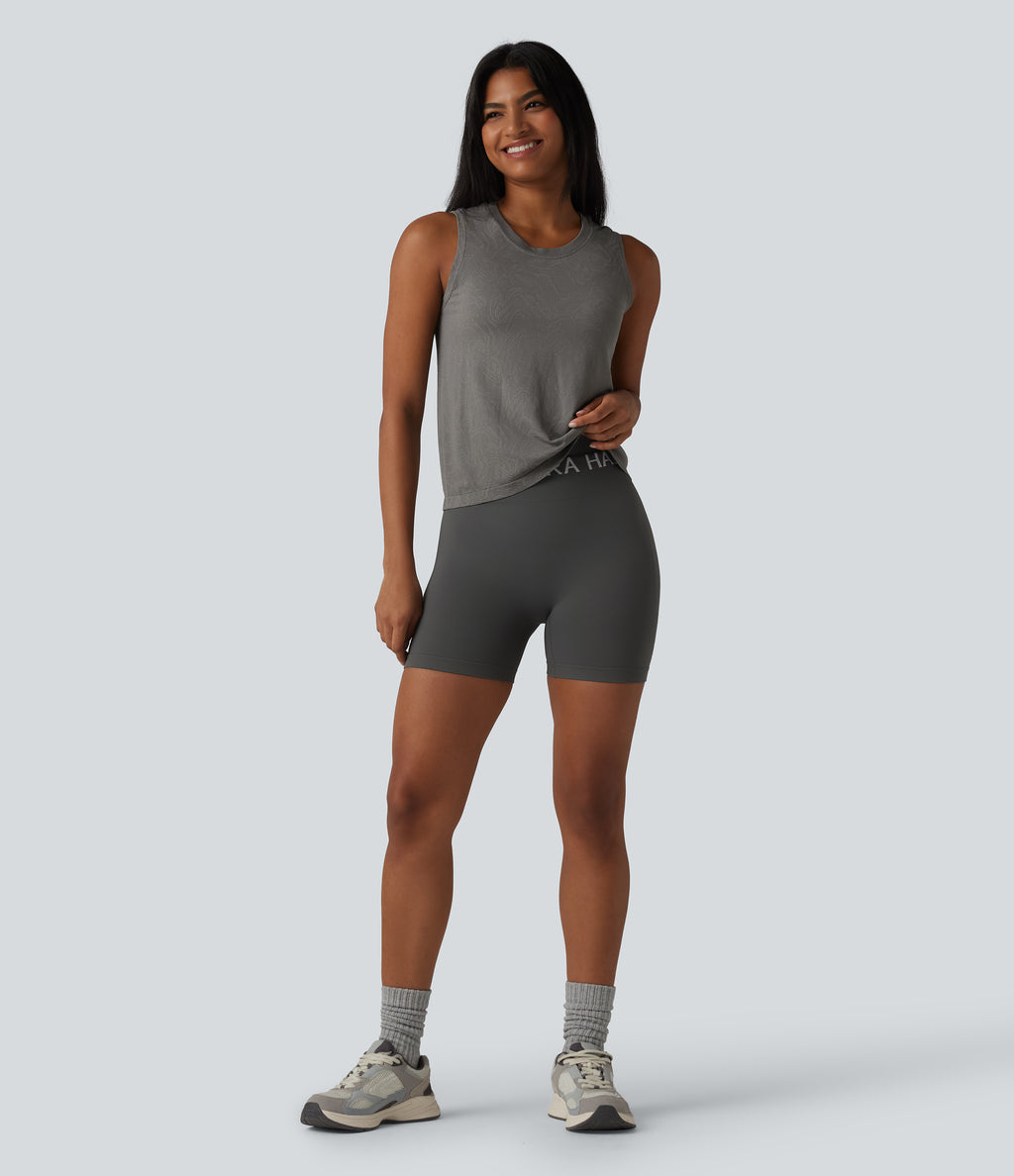 OneForm Seamless Flow Round Neck Running Tank Top — Grey — view 6