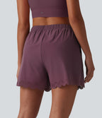 High Waisted Drawstring 2-in-1 Bikini Bottom Swimsuit 3'' with Pockets — Woo Plum Purple — view 2