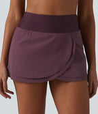 High Waisted 2-in-1 Bikini Bottom Swimsuit with Pocket — Eggplant — view 6