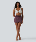High Waisted 2-in-1 Bikini Bottom Swimsuit with Pocket — Eggplant — view 7