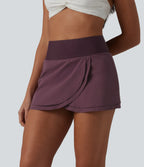 High Waisted 2-in-1 Bikini Bottom Swimsuit with Pocket — Eggplant — view 3