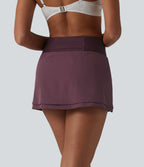 High Waisted 2-in-1 Bikini Bottom Swimsuit with Pocket — Eggplant — view 2