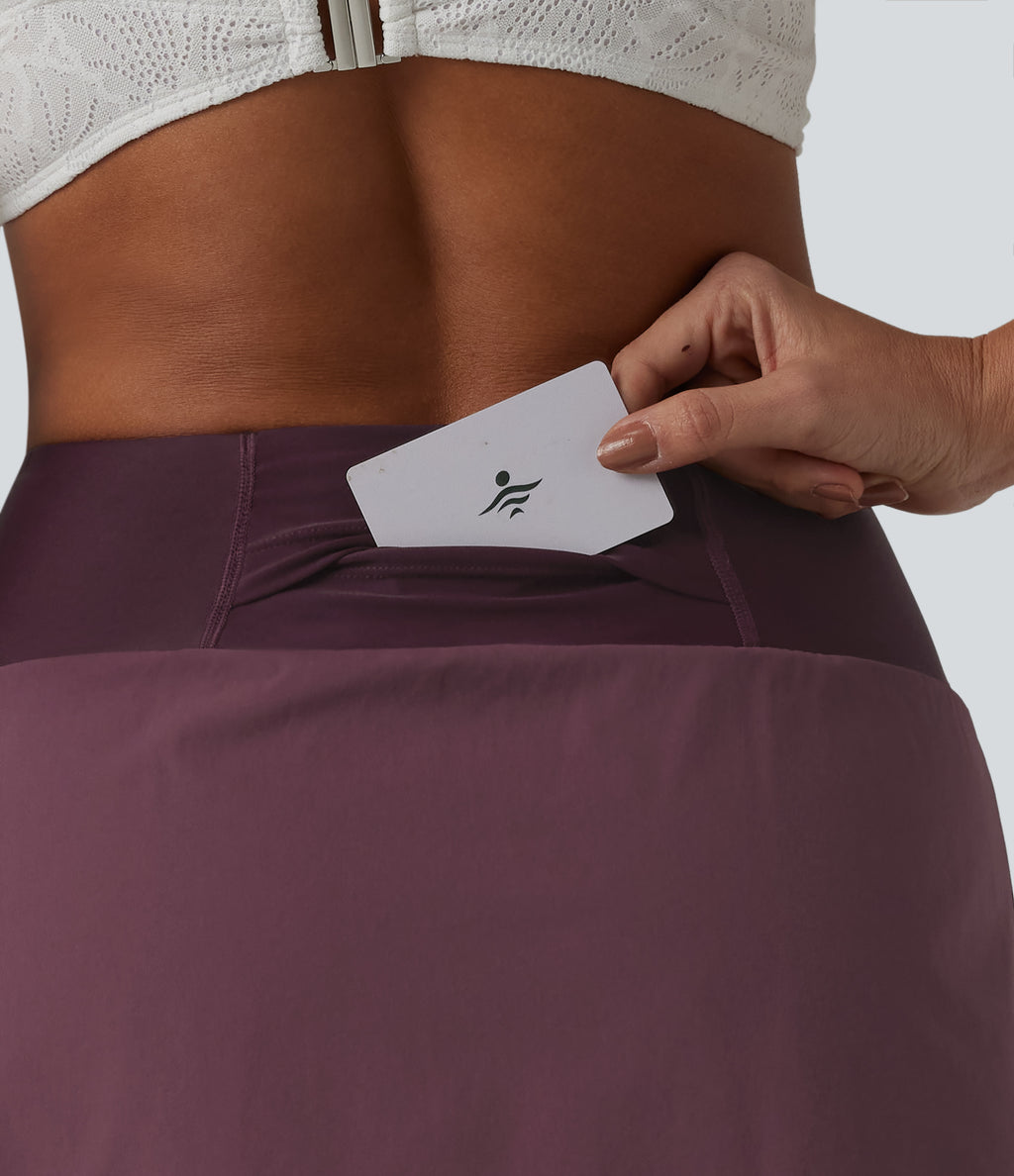High Waisted 2-in-1 Bikini Bottom Swimsuit with Pocket — Eggplant — view 5