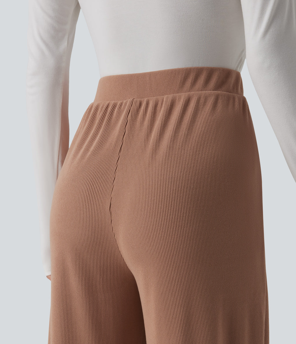 High Waisted Lounge Trousers with Pockets — Mocha Mousse — view 4