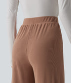 High Waisted Lounge Trousers with Pockets — Mocha Mousse — view 4